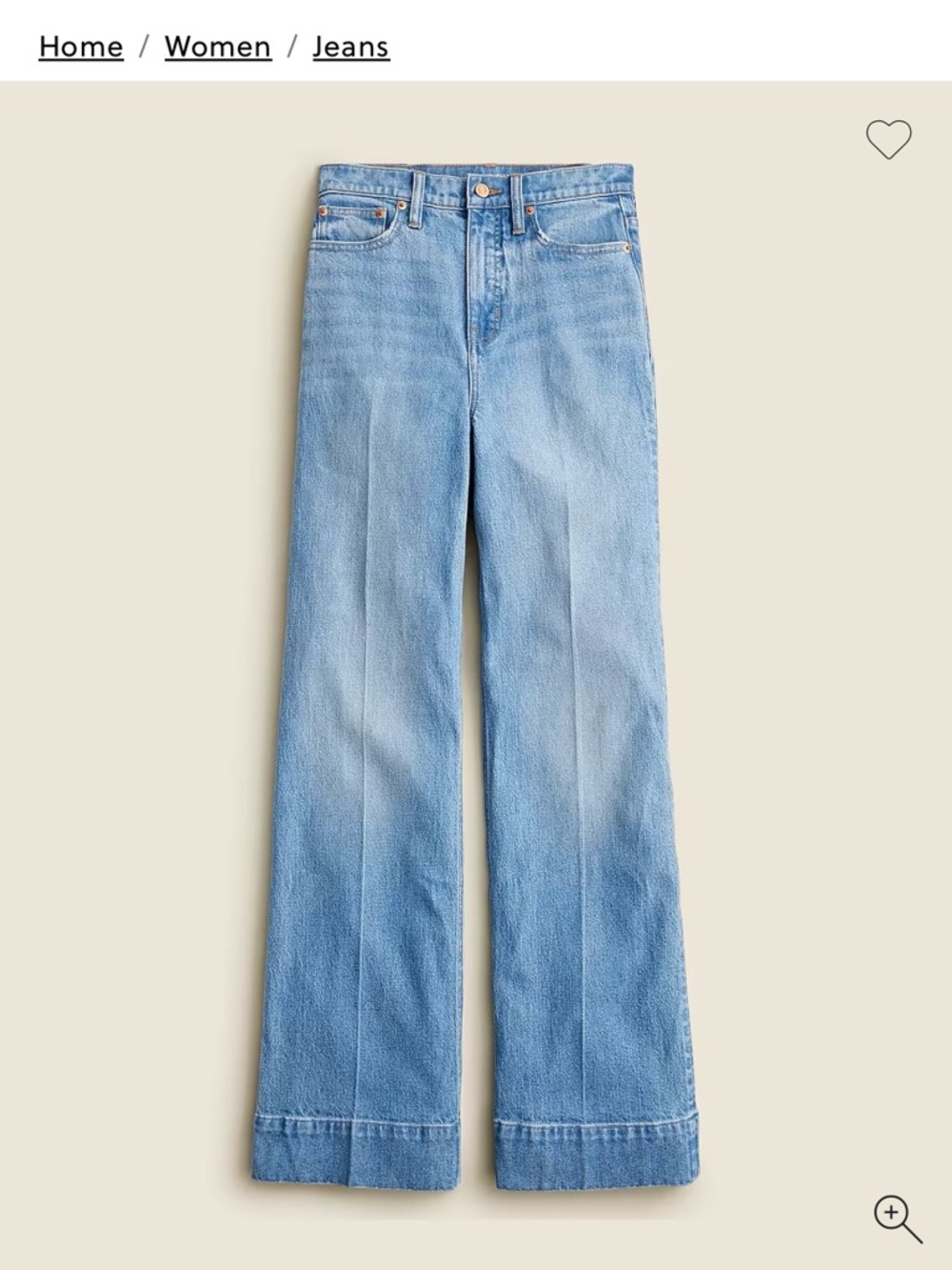 J. Crew Chambray Blue Wash Wide Leg Trouser Jeans